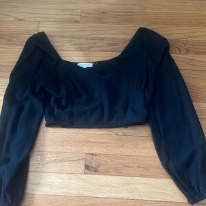 Cropped Black Long Sleeve going out Shirt